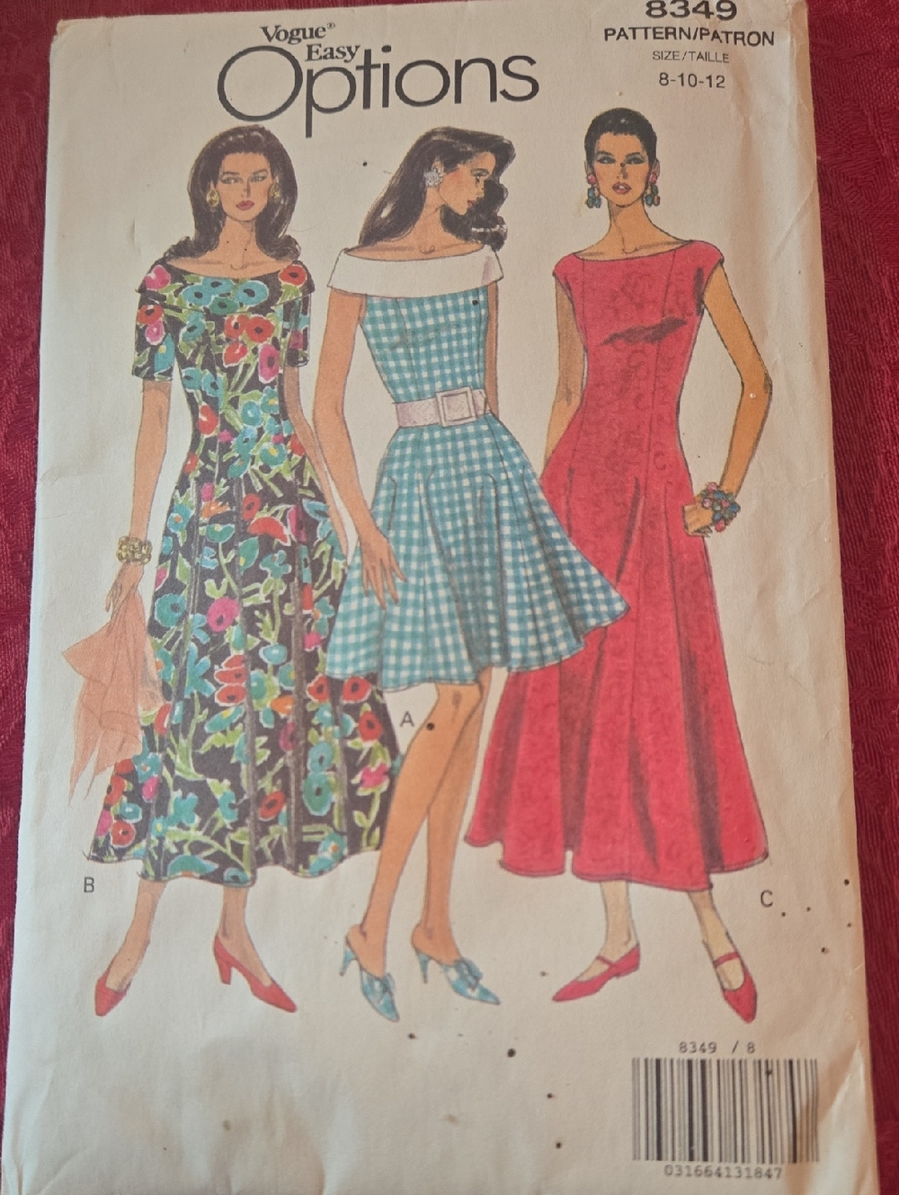 Vintage Uncut Vogue Women Dresses Midi in Floral Multi, Teal Gingham and Red